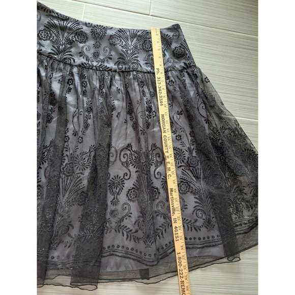 Black Goth Mesh Layered Midi Skirt Floral Zip Womens 18 Fairy Cottage Whimsygoth - Picture 5 of 9